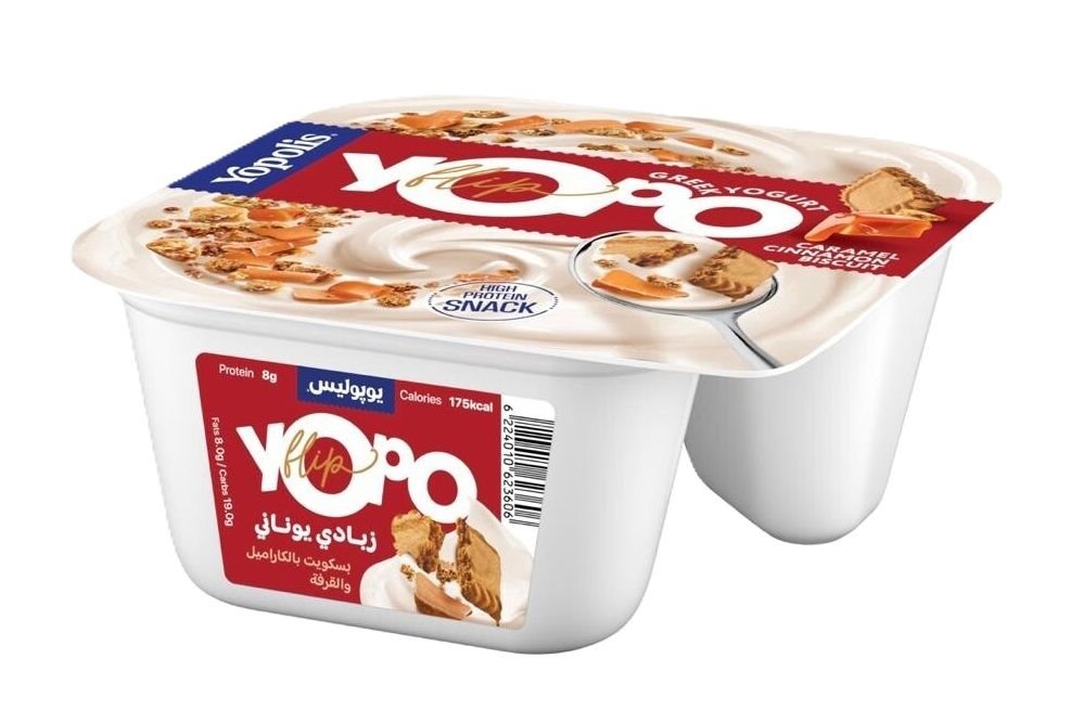 66f167d2df68687a65eabcf6.jpg Yopo Caramel Cinnamon Biscuit Greek Yogurt, 145g - Image 1