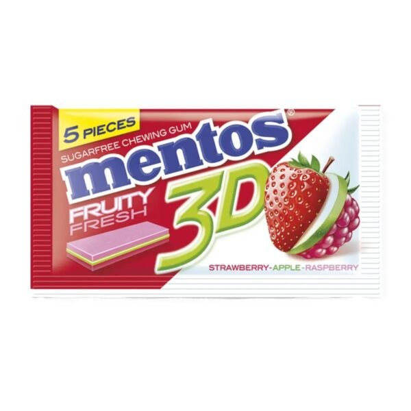 Mentos 3D Strawberry Apple & Raspberry Sugar Free Gums, 8.5g