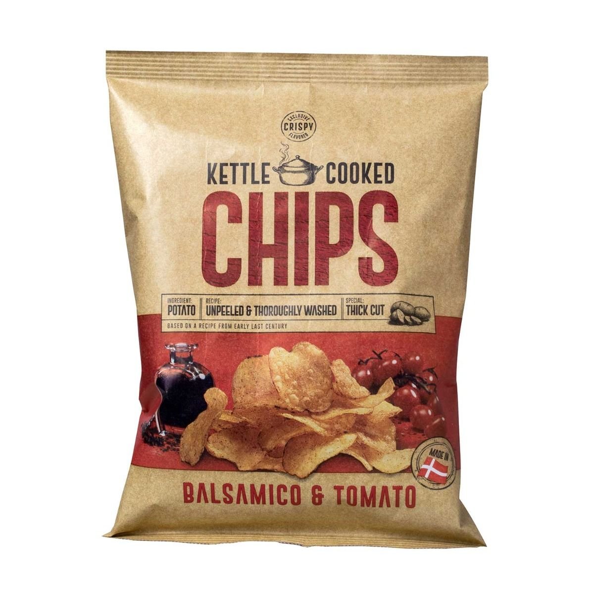 chips-tomato-photo.jpg Kettle Cooked balslamic Tomato Chip, Denmark, 150g - Image 1