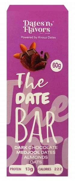 Dates' n Flavors The Date Bar Dark Chocolate with Medjool Dates, Almonds & Oats