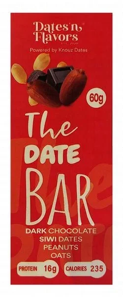 Dates' n Flavors The Date Bar Dark Chocolate with Siwi Dates, Peanuts & Oats