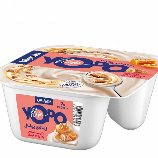 Yopo Flip 7g Protein Greek Yogurt with Salted Caramel & Almonds