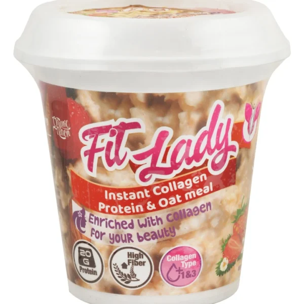 Organic Nation Fit Lady Instant Protein Oat Meal Strawberry Flavor with Collagen - high fiber