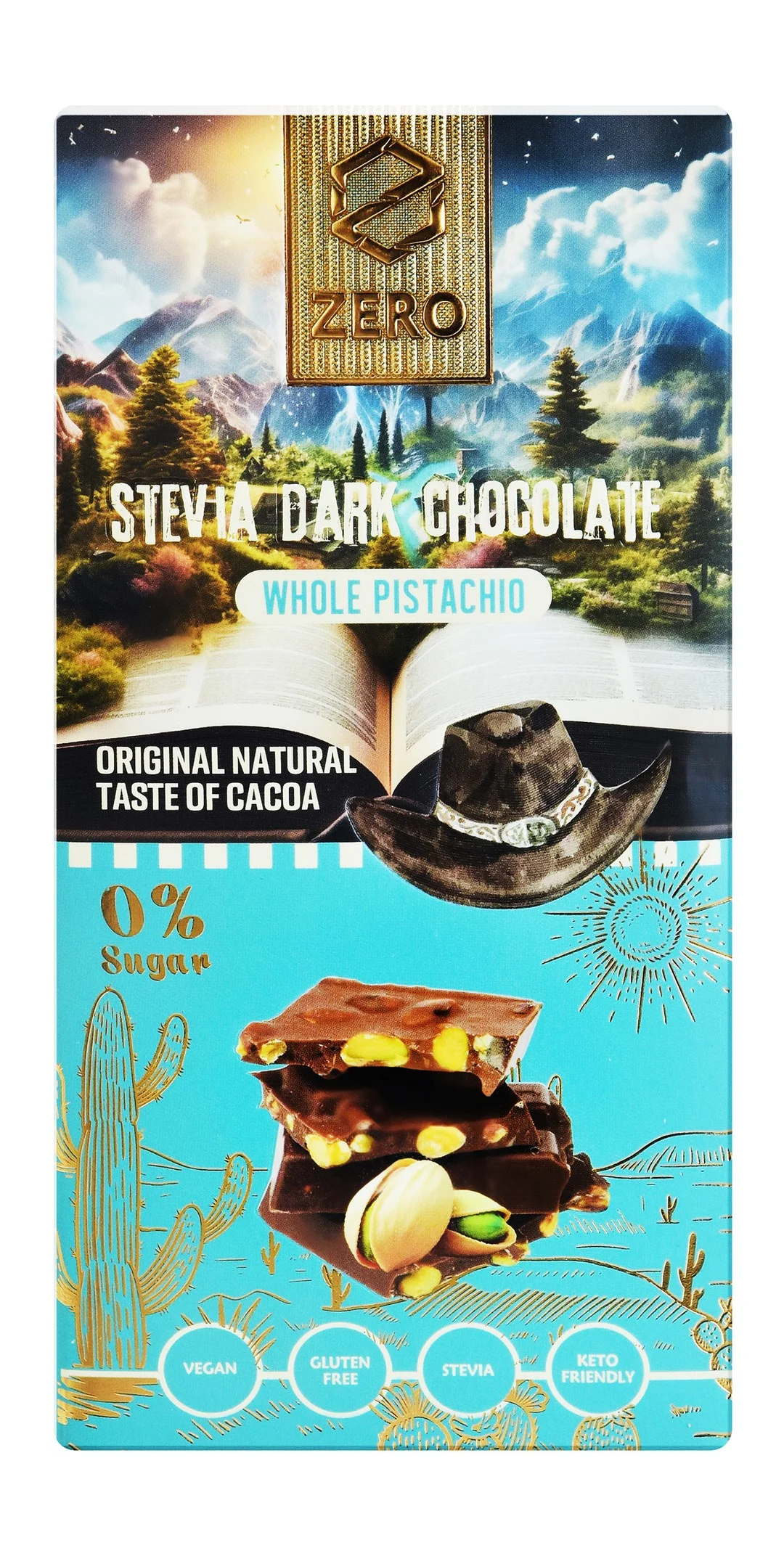 05b56c86-90fd-4770-a23b-dd552e5a93ebc90535a7f078c0bccf5c305fdff87453_DSC_0007 Zero Dark Chocolate Slab with Stevia & Whole Pistachio - vegan, sugar free, gluten free - Image 1