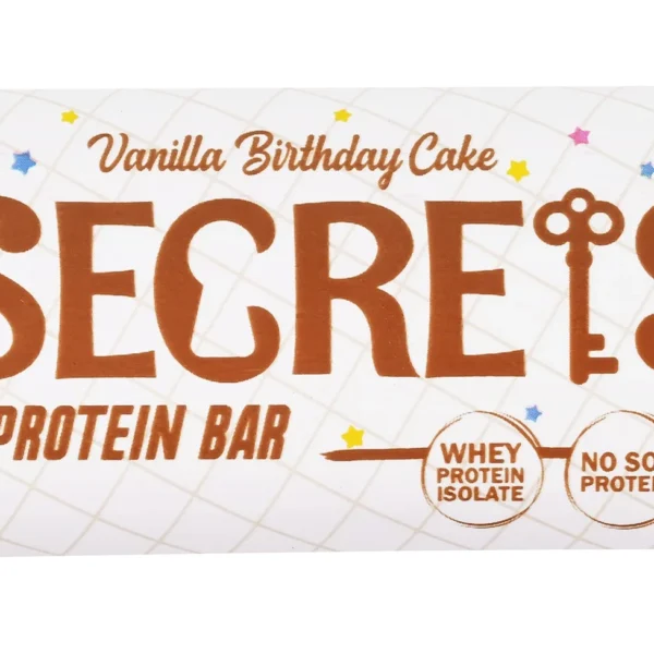 Organic Nation Secrets 23g Isolate Whey Protein Bar Vanilla Birthday Cake Flavor - soy protein free