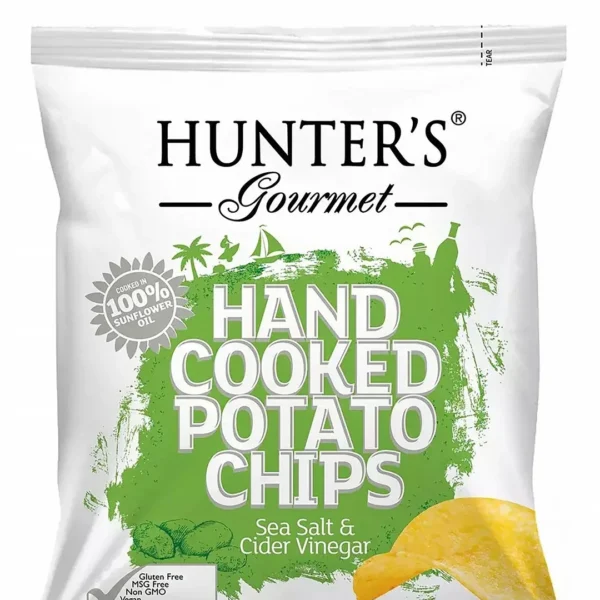 Hunter's Gourmet Hand Cooked Potato Chips Sea Salt & Cider Vinegar - GMO free, MSG free, gluten free
