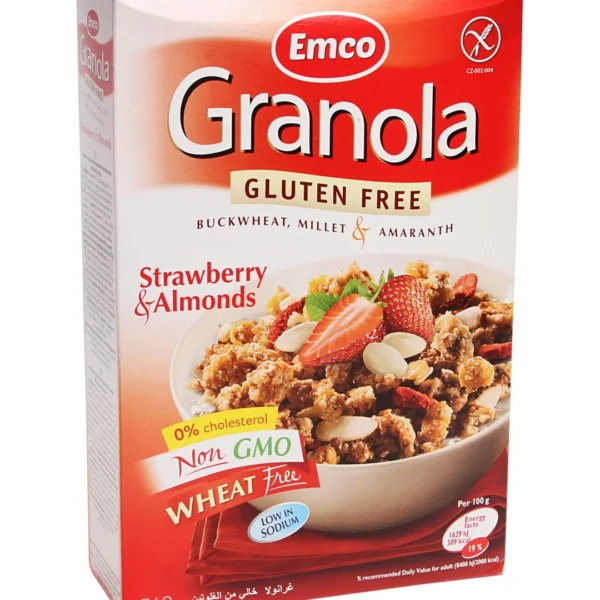 Emco Buckwheat, Millet & Amaranth Granola with Strawberry & Almonds - GMO free, gluten free