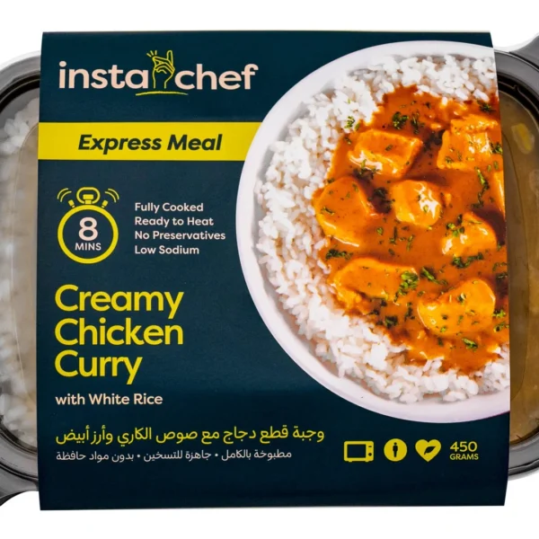 Instachef Creamy Chicken Curry with White Rice - preservatives free, low sodium