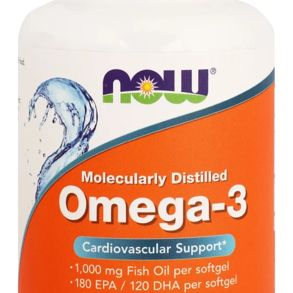 Now 1000mg Omega-3 Fish Oil Cardiovascular Support Supplement - GMO free