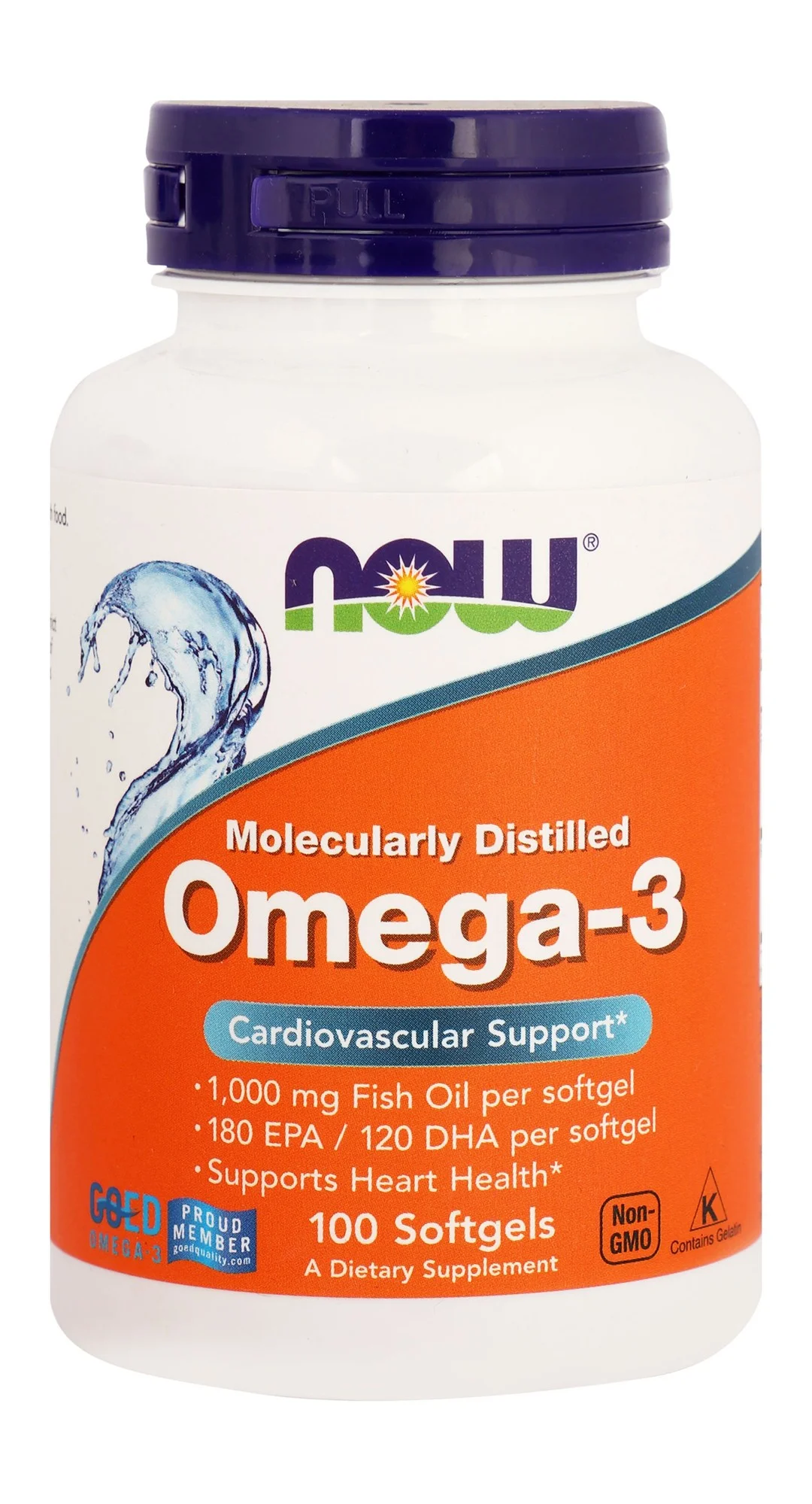40aba420-def7-4294-b9b8-1e6c12c2676e0396 Now 1000mg Omega-3 Fish Oil Cardiovascular Support Supplement - GMO free - Image 1