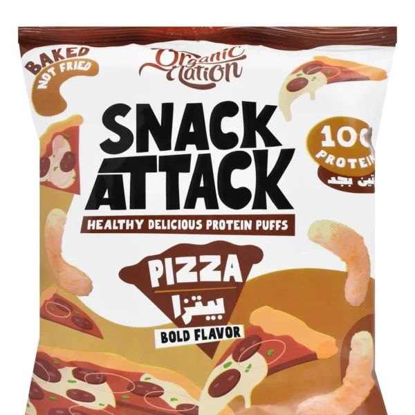 Organic Nation Snack Attack Baked 10g Protein Pizza Puffs - GMO free, lactose free