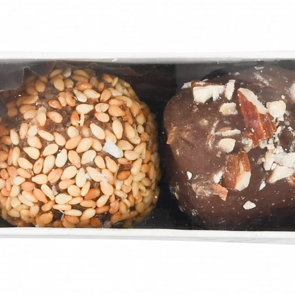 Dates' n Flavors Assorted Belgian Chocolate Coated Medjool Date Balls Stuffed with Roasted Nuts (4 Pieces)