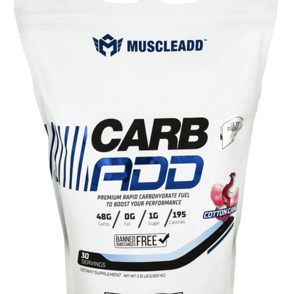 Muscleadd Carbohydrate Powder Supplement Cotton Candy Flavor - banned substances free, fat free