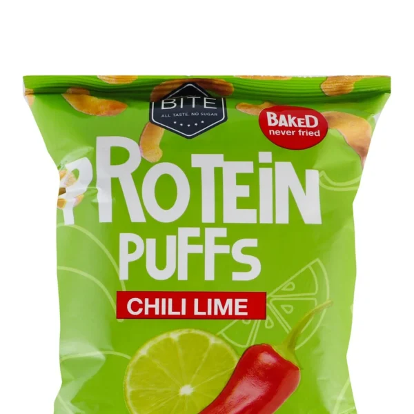 Lite Bite Baked Chili & Lime Protein Puffs - GMO free, preservatives free