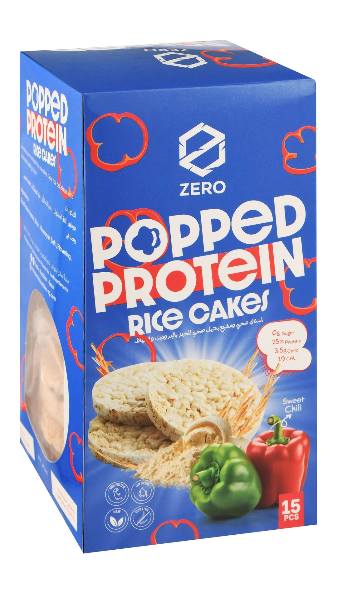 5f3e3bc9-0d37-454a-8614-2dc135d24de625d60bcfffa99dc77c460f536e8052d8_DSC_0066 Zero Popped Protein Rice Cakes Sweet Chili Flavor (15 Pieces) - vegan, gluten free, sugar free - Image 1