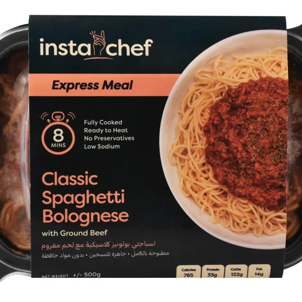 InstaChef Frozen Classic Spaghetti Bolognese with Ground Beef - preservatives free, artificial flavors free, additive free