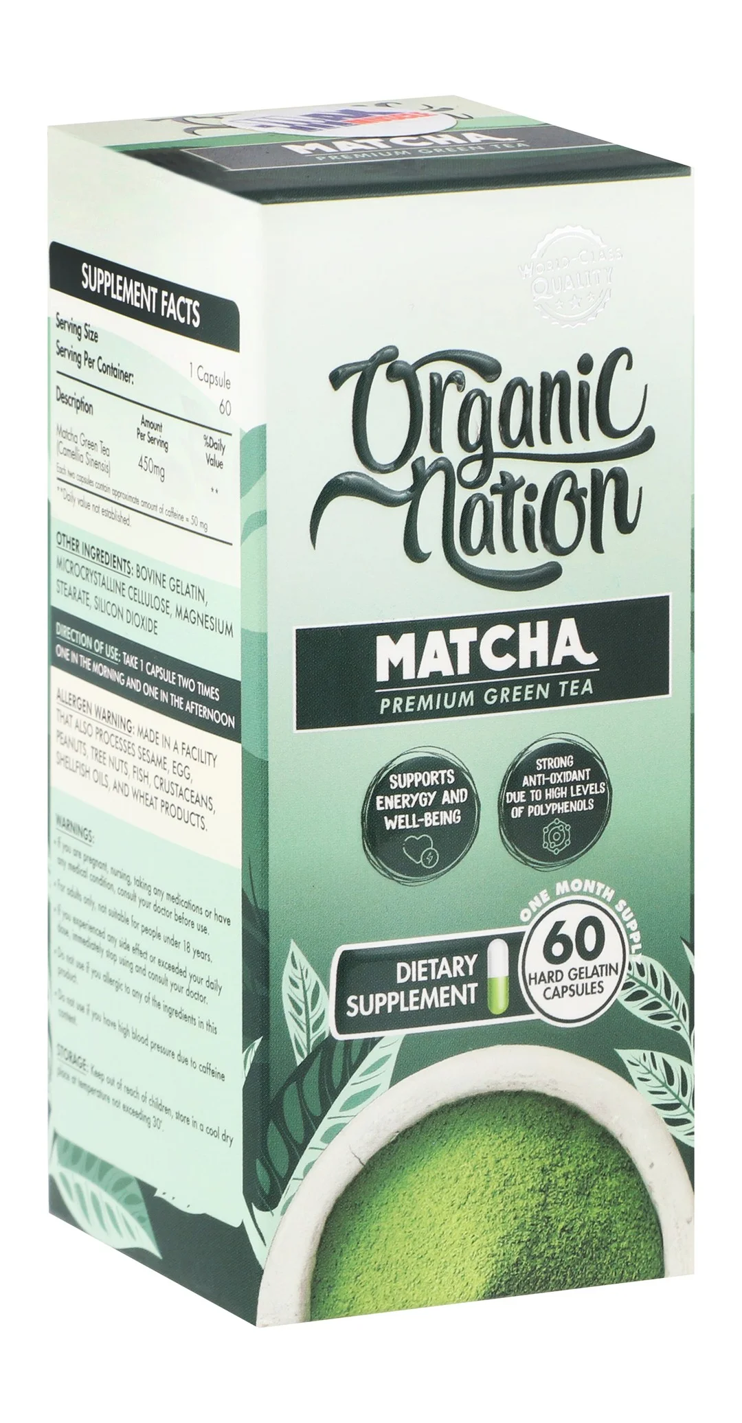 752c3b97-af22-4ff3-9001-dedf1be19799d60b4102faf5642faec028060c4c5204_IMG_0055 Organic Nation 450mg Matcha Green Tea Antioxidant & Energy Support Supplement - الصورة 1