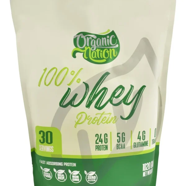 Organic Nation 100% Whey Protein Powder Chocolate Flavor - GMO free, trans fat free, gluten free
