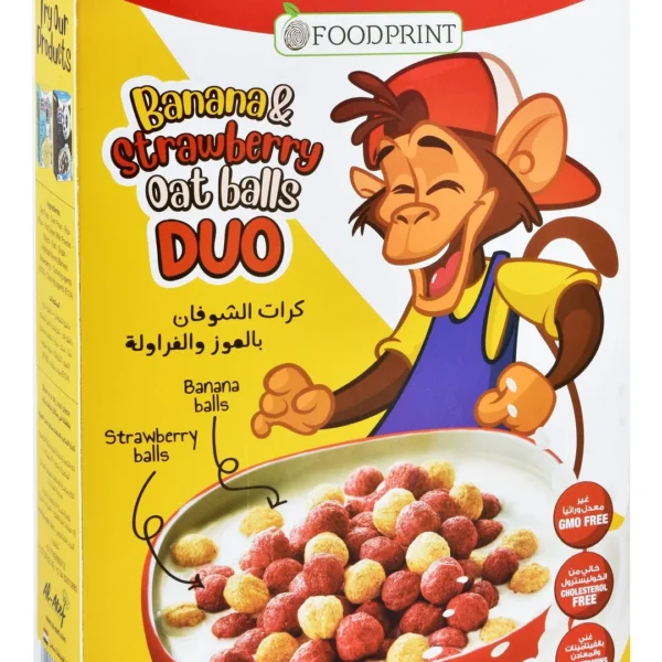 Foodprint Oat Cereal Balls Banana & Strawberry Flavor - GMO free, cholesterol free