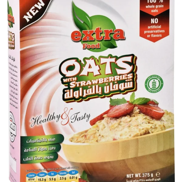 Extra Food Wholegrain Oats with Strawberries - gluten free, artificial preservatives free, artificial flavor free