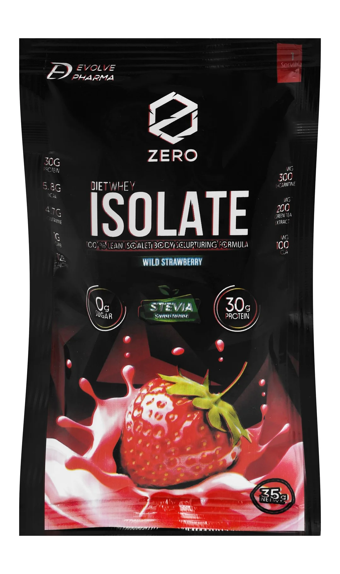 7fb64b93-9409-4178-a8a6-073e44a8f7cf87cc3ad0dadcca591f308ac6ed2503b8_DSC_0071 Zero 30g Isolated Whey Protein Sachet Wild Strawberry Flavor with Stevia - sugar free - Image 1