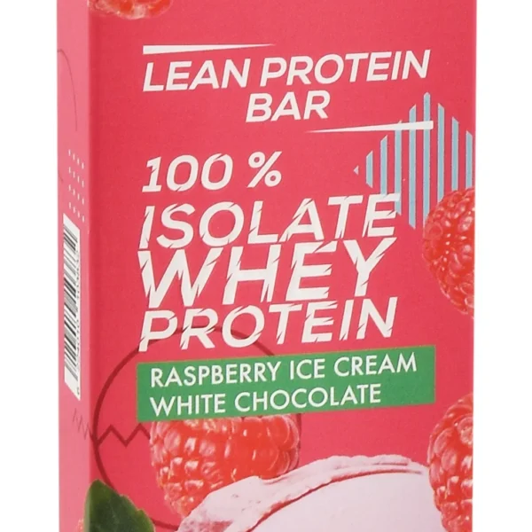 Zero 100% Isolate 30g Lean Whey Protein Bar with Stevia Raspberry Ice Cream & White Chocolate Flavor - no added sugar, artificial sweetener free, trans fat free
