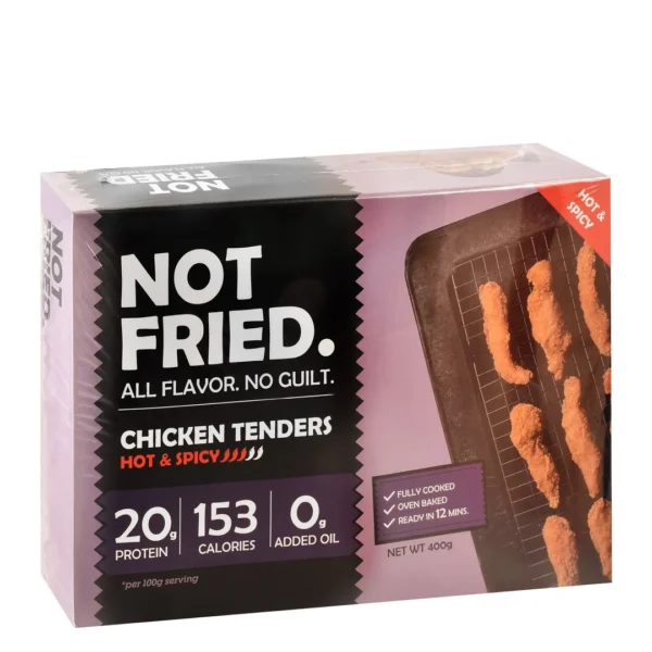 Not Fried Frozen Fully Cooked Hot & Spicy Chicken Tenders - GMO free, dairy free, additive free