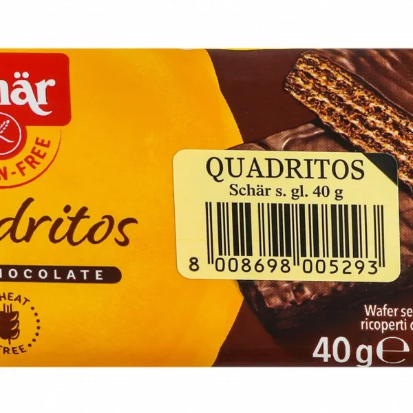 Schar Quadritos Dark Chocolate Coated Wafer Filled with Cocoa Cream - gluten free