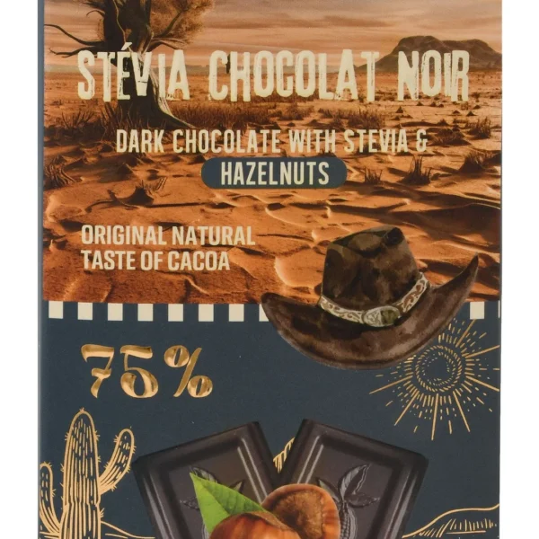 Zero 75% Dark Chocolate Slab with Stevia & Hazelnuts - vegan, no added sugar, gluten free