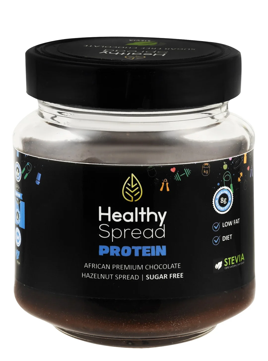 a9370f5a-e574-4c63-b81f-a77cb0f6efa389667e61f1d4148842a35a6e411f9ee6_DSC_0193 Healthy Spread Low Fat Premium African 8g Protein Chocolate Hazelnut Spread - sugar free, palm oil free, preservatives free - Image 1