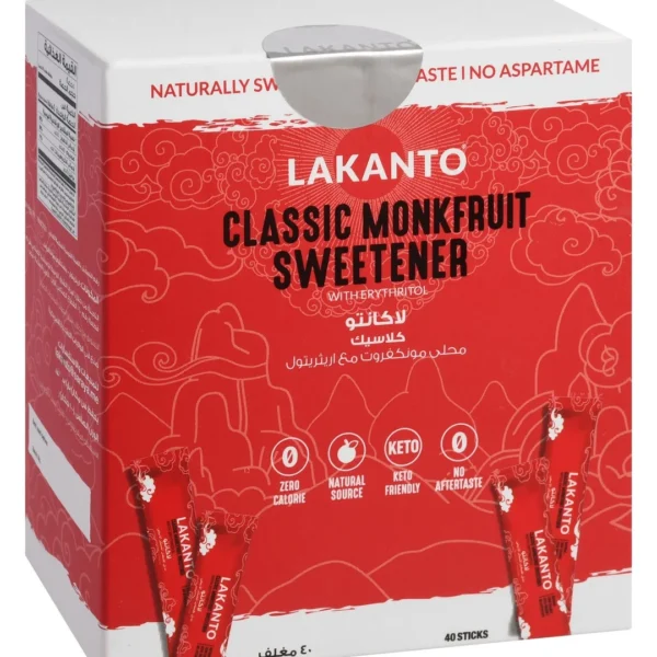 Lakanto Classic Monkfruit Sweetener with Erythritol (40 Sachets) - aspartame free, calorie free