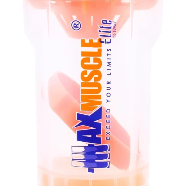 Max Muscle Leakproof Orange 550ml Shaker Bottle - BPA free, non toxic