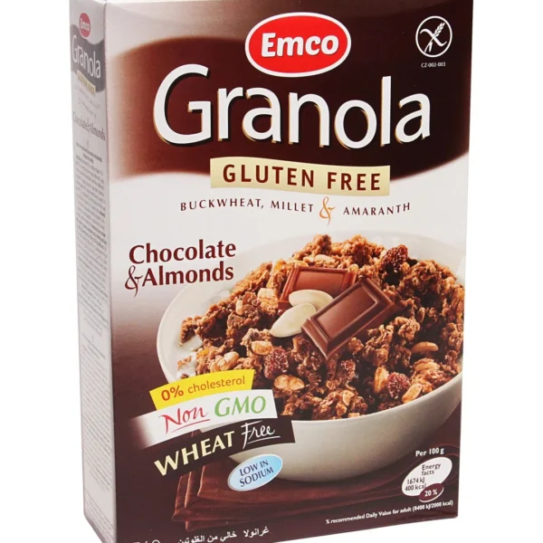 Emco Buckwheat, Millet & Amaranth Granola with Chocolate & Almonds - GMO free, gluten free