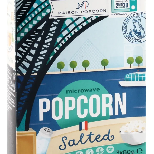 Maison Microwave Salted Flavor Popcorn (3 Bags) - vegan, palm oil free, gluten free