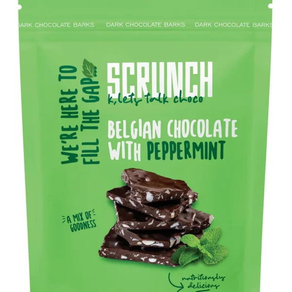 Scrunch Belgian 70% Dark Chocolate with Peppermint - vegan, gluten free, preservatives free