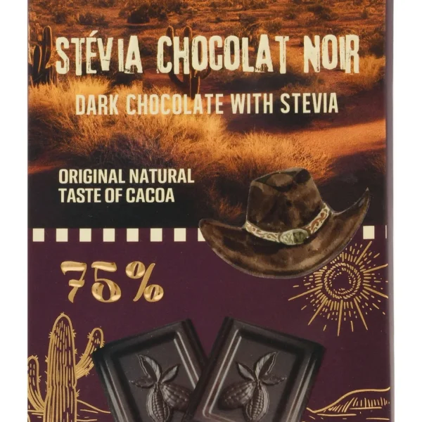 Zero 75% Dark Chocolate Slab with Stevia - vegan, no added sugar, gluten free