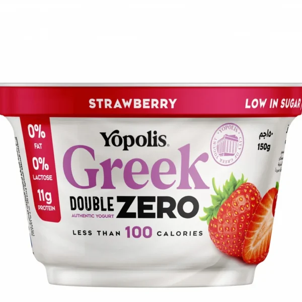 Yopolis Double Zero 11g Protein Strawberry Greek Yogurt - fat free, lactose free, low sugar