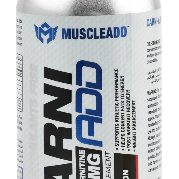 Muscleadd Carni Add 3000mg L-Carnitine Fat Burner Liquid Supplement Watermelon Flavor - no added sugar, banned substance free