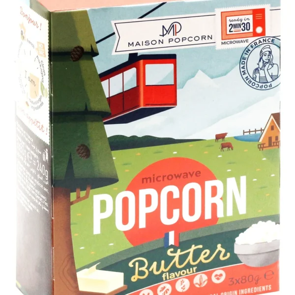 Maison Popcorn Microwave Popcorn Butter Flavor - vegan, gluten free, palm oil free