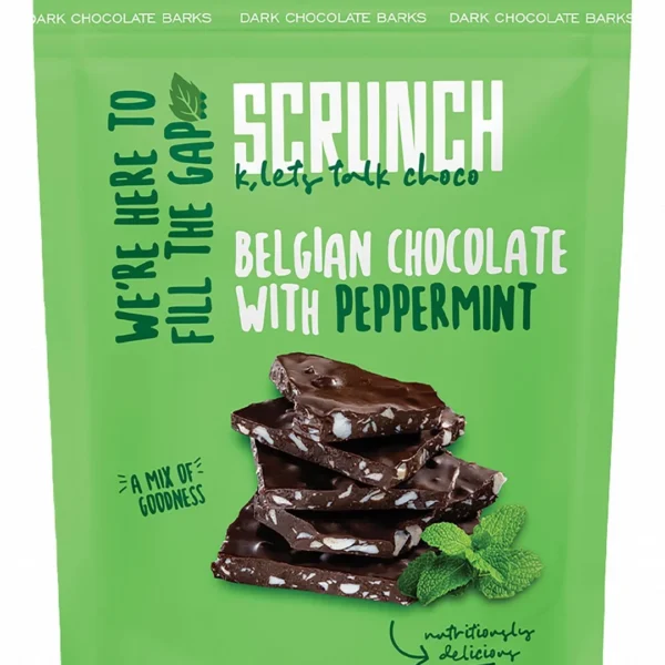 Scrunch Belgian 70% Dark Chocolate with Peppermint - vegan, gluten free, preservatives free