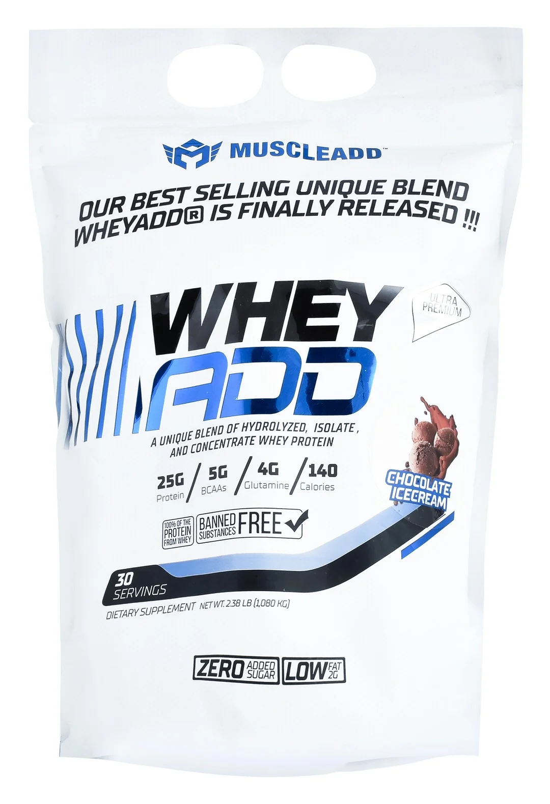 e5e64210-ac43-487c-89f8-477f37365a4a1b450ef83cc623cc937e2adb76820733_DSC_0036 Muscleadd Low Fat Whey Protein Powder Chocolate Ice Cream Flavor - banned substances free, no added sugar - الصورة 1