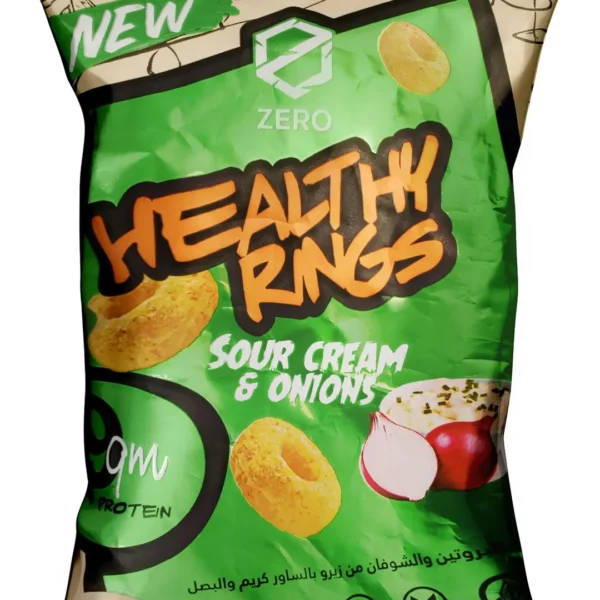 Zero Healthy Baked 9g Protein Sour Cream & Onion Oat Rings - vegan, gluten free, soy free