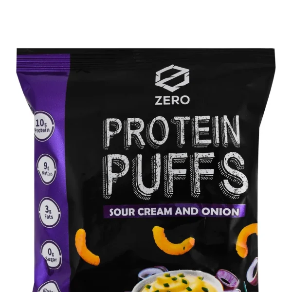 Zero Sour Cream & Onion 10g Protein Puffs - GMO free, gluten free, palm oil free