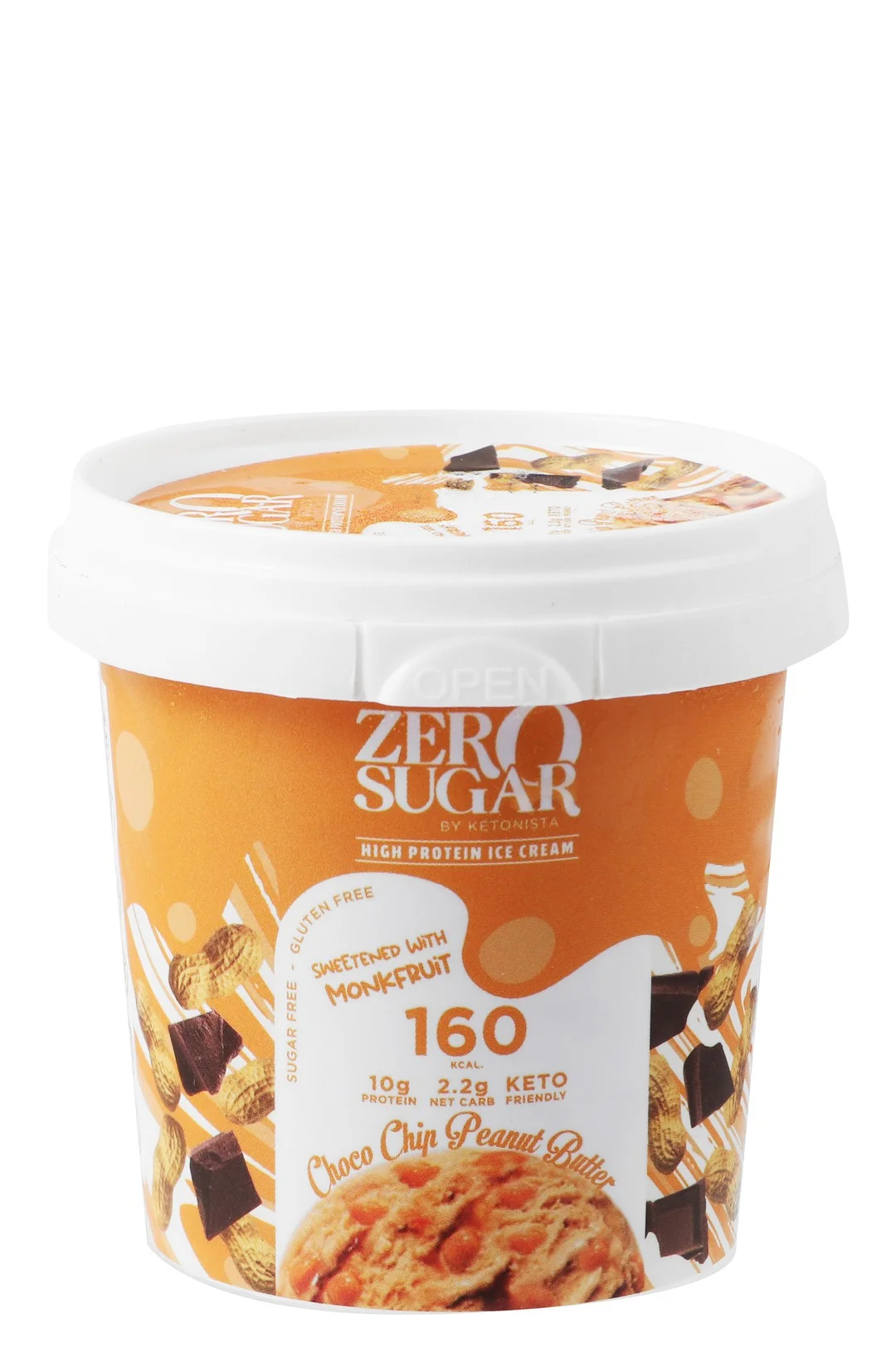 fd8745d6-b96b-4313-a205-f7ff3f421b19e872c96725a2de2e0d9631872f3cfa6b_IMG_0100 Ketonista Zero Sugar 10g Protein Choco Chip Peanut Butter Ice Cream - gluten free, artificial color free - الصورة 1
