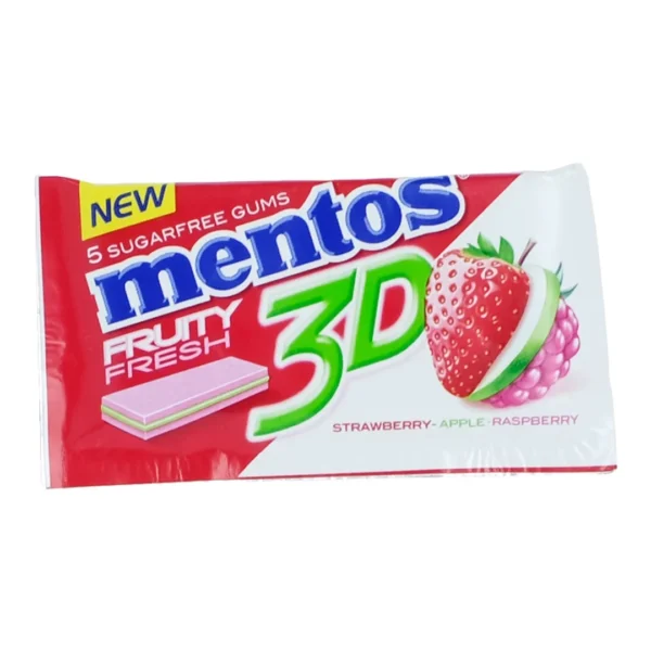 Mentos 3D Fruity Fresh Gums Raspberry, Strawberry & Apple Flavor - sugar free
